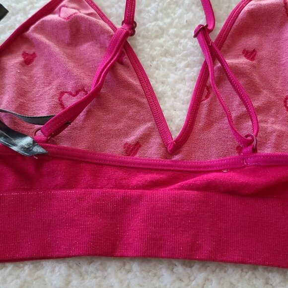 by Anthropologie Seamless Triangle Bralette S/M Pink Hearts Adjustable NWOT - Picture 6 of 9